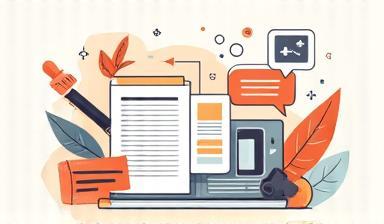 Content creation illustration showing writing and visual assets