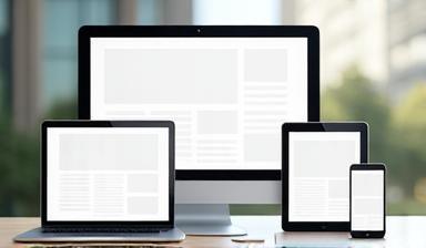 Web design interface mockups on desktop and mobile